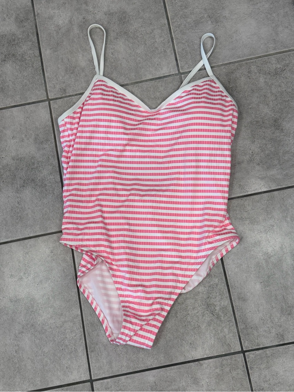 Target Pink and White Striped One-Piece Swimsuit